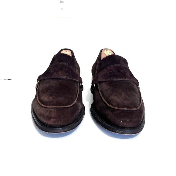 Donald J Pliner Cutter Mens Penny Loafers Size 11M Chocolate Brown Suede Slip On - Picture 6 of 12